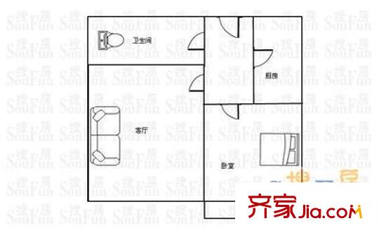 經(jīng)十路市中段宿舍戶型圖經(jīng)十路（市中區(qū)）單位宿舍 2室 戶型圖 2室1廳1衛(wèi)1廚