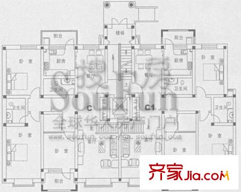 燕東秀府戶型圖復(fù)式 7室3廳3衛(wèi)