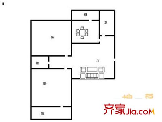 歷山北路單位宿舍 2室 戶型圖