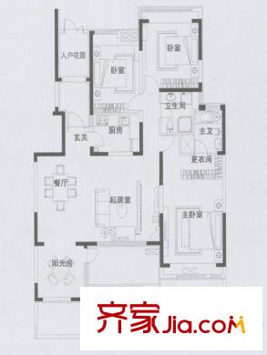 海那城戶型圖DN1戶型 4室2廳2衛(wèi)1廚