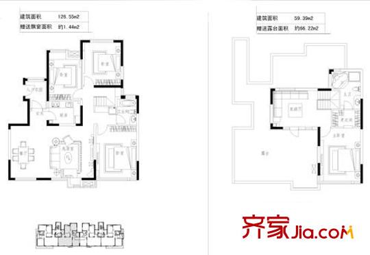海那城戶型圖三室兩廳兩衛(wèi)約190平方米 3室2廳2衛(wèi)1廚