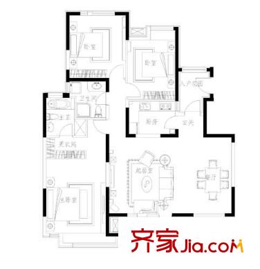 海那城戶型圖戶型1 3室2廳2衛(wèi)1廚