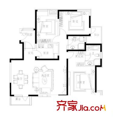 海那城戶型圖戶型2 3室2廳2衛(wèi)1廚