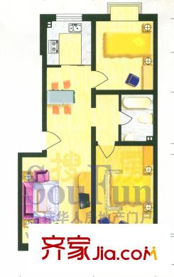 東園山莊戶型圖2室2廳1衛(wèi)1廚