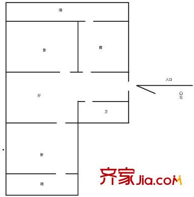 英雄山路鎮(zhèn)政府宿舍 2居室 戶型圖
