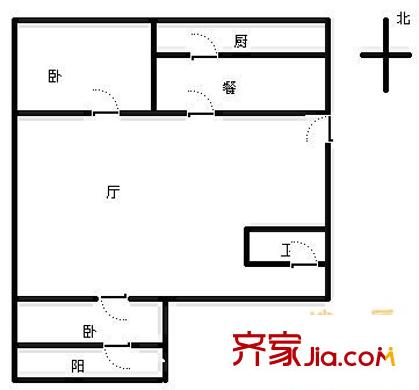 經(jīng)一緯七單位宿舍 3室 戶型圖