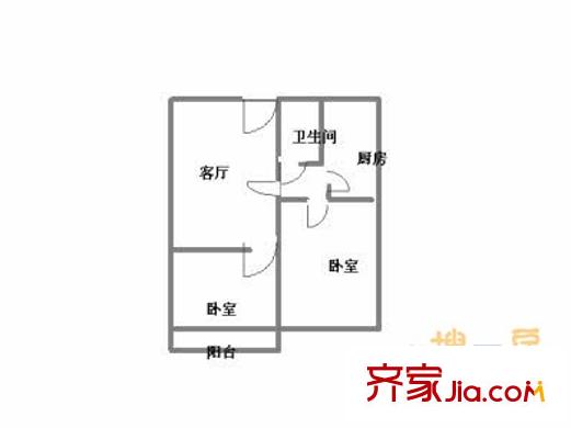 經(jīng)三小緯六路宿舍 2室 戶型圖