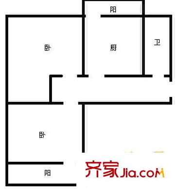 經(jīng)三小緯六路宿舍 2室 戶型圖