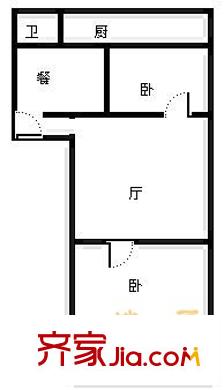試驗機廠單位宿舍 2室 戶型圖