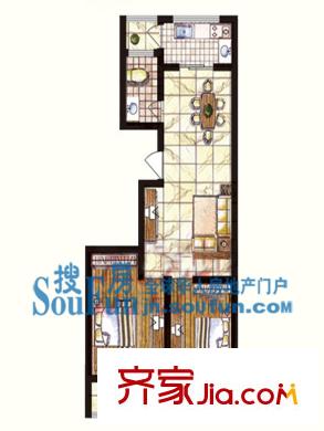 山久水園戶型圖1#C1戶型 2室2廳1衛(wèi)