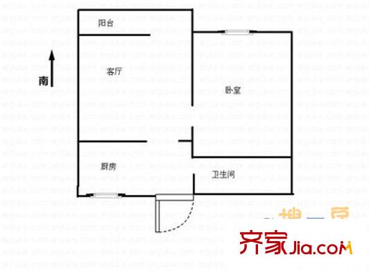 經(jīng)一緯七單位宿舍 1室 戶型圖