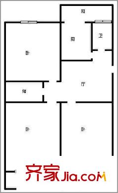 地勘局宿舍（山師東路） 3居室 戶型圖