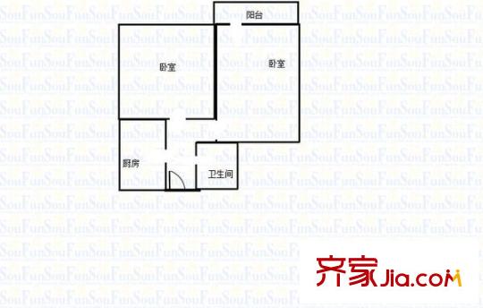 天成路單位宿舍 2室 戶型圖