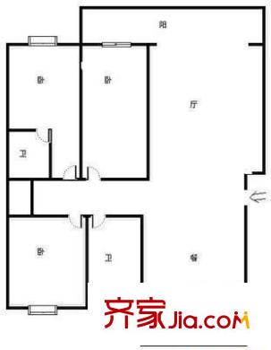 紫荊苑小區(qū) 3室 戶型圖