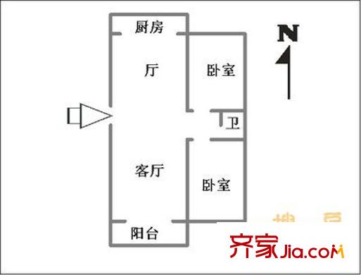 紫荊苑小區(qū) 2室 戶型圖