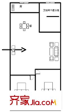 建設(shè)路民政局宿舍 2居室 戶型圖