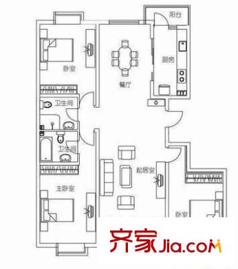 東淼家園 3室 戶型圖