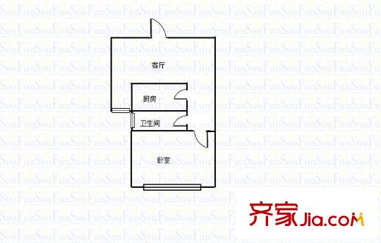 愛特公寓 1室 戶型圖