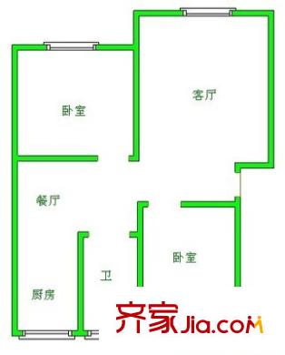 留園小區(qū) 2室 戶型圖