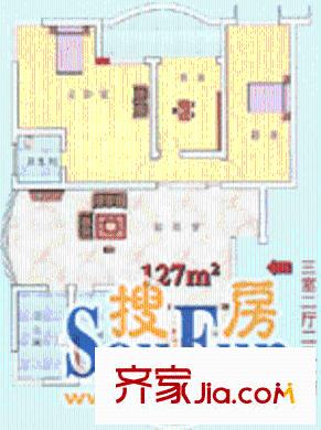 金泰花園戶型圖戶型圖 3室2廳2衛(wèi)1廚