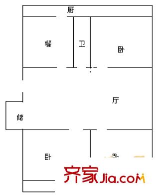 經(jīng)一緯七單位宿舍 3室 戶型圖