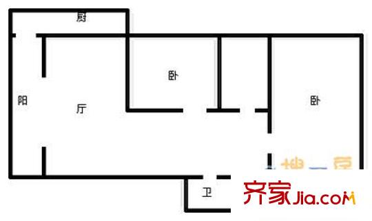 經(jīng)三小緯六路宿舍 2室 戶型圖