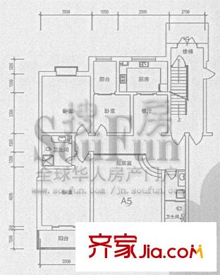 燕東秀府戶型圖A5 錯層 3室2廳2衛(wèi)