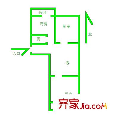 經(jīng)一緯七單位宿舍 2室 戶型圖