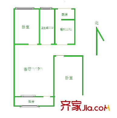 山大五宿舍 2室 戶(hù)型圖