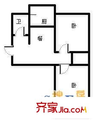 生產(chǎn)路熱電廠宿舍戶型圖 2室 戶型圖 2室1廳1衛(wèi)1廚
