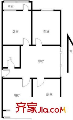 濟(jì)微路中建八局宿舍戶型圖3212 3室2廳1衛(wèi)1廚