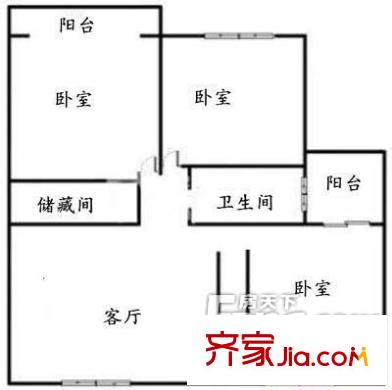 地勘局宿舍（山師東路） 3居室 戶型圖