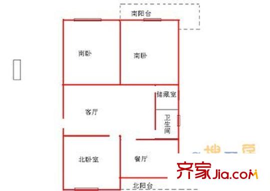 南圩子單位宿舍 3室 戶型圖