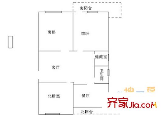 南圩子單位宿舍 3室 戶型圖