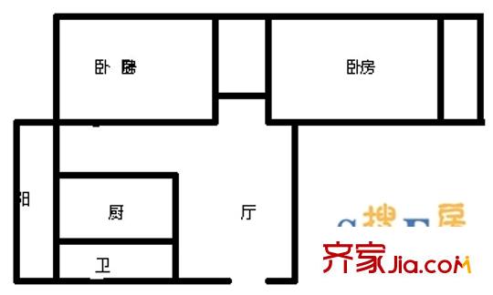 丁字山路單位宿舍 2室 戶型圖