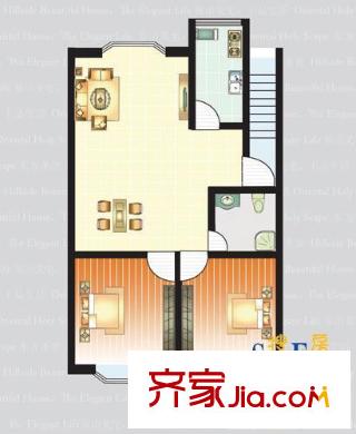 東方圣景戶型圖戶型V2 2室2廳1衛(wèi)