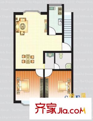 東方圣景戶型圖戶型V1 2室2廳1衛(wèi)