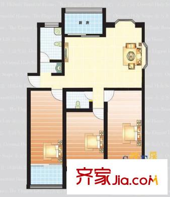 東方圣景戶型圖戶型F3 3室2廳2衛(wèi)
