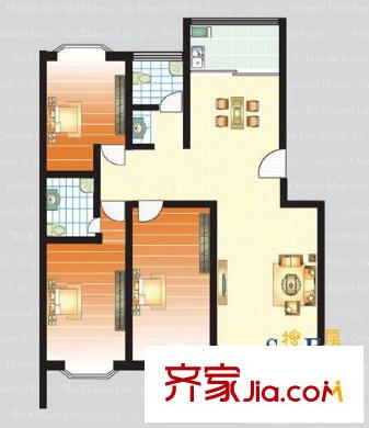 東方圣景戶型圖戶型f4 3室2廳2衛(wèi)