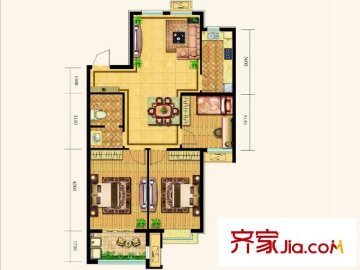 和潤幸福城一期8#樓標(biāo)準(zhǔn)層C1戶型 3室2廳1衛(wèi)1廚