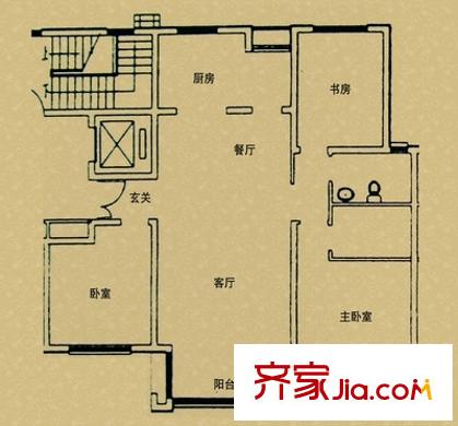 留園小區(qū) 3室 戶型圖