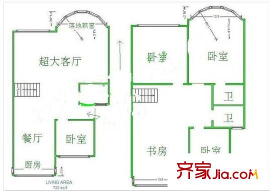 留園小區(qū) 5居室 戶型圖