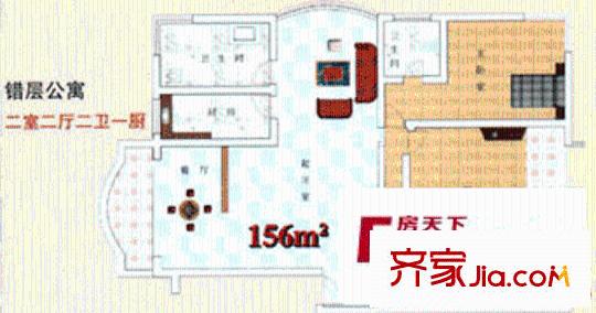 金泰花園戶型圖戶型圖 2室2廳2衛(wèi)1廚