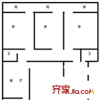 經(jīng)十一路單位宿舍 3室 戶型圖