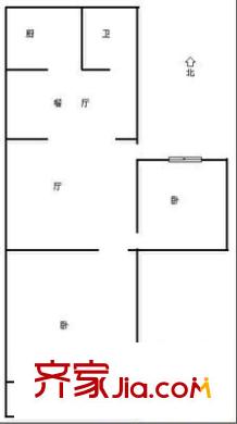 經(jīng)十一路單位宿舍 2室 戶(hù)型圖