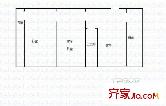 經(jīng)四緯八單位宿舍 2居室 戶型圖