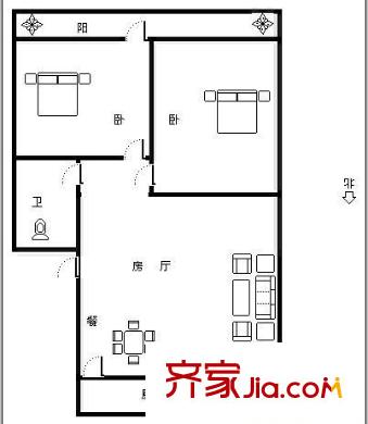 華信西區(qū) 2室 戶型圖