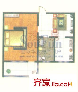 普利永慶街1號戶型圖戶型H 1室1廳1衛(wèi)