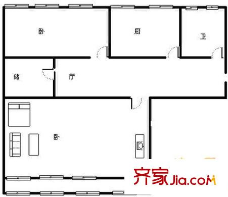 丁字山路單位宿舍 2室 戶型圖