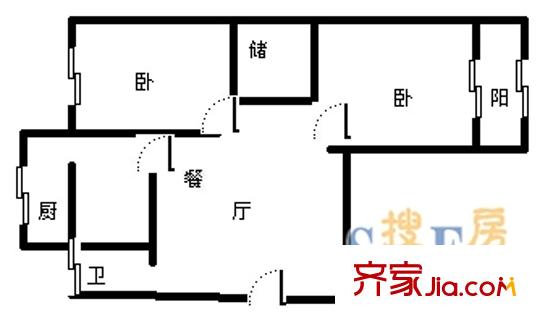 丁字山路單位宿舍 2室 戶型圖